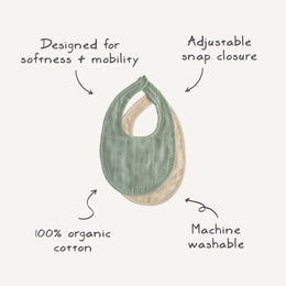 Mushie - Organic Cotton Muslin Bib  2-Pack