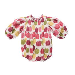 Pink Chicken - Baby Stevie Puff Sleeve Bubble - Pink Delicious Apples