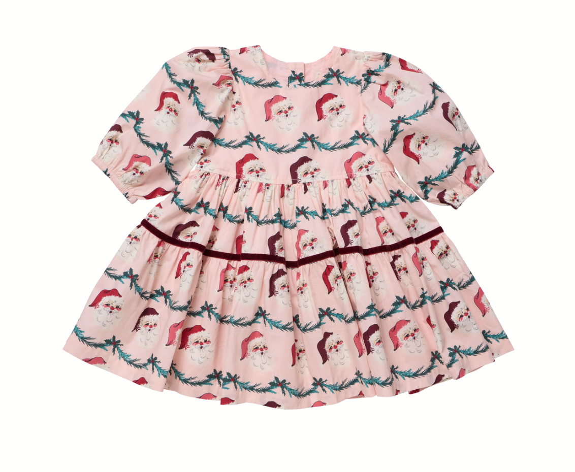Pink Chicken - Girls Maribelle Dress - Santa Garland