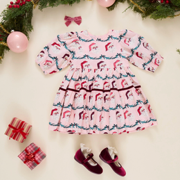 Pink Chicken - Girls Maribelle Dress - Santa Garland