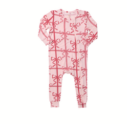 Pink Chicken - Baby Bamboo Romper - Pink Present Bow