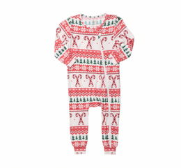 Pink Chicken - Baby Bamboo Romper - Candy Cane Fair Isle
