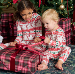 Pink Chicken - Baby Bamboo Romper - Candy Cane Fair Isle