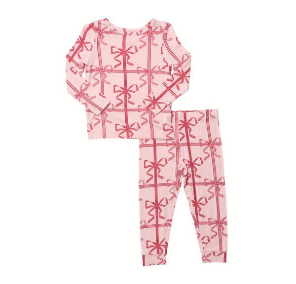 Pink Chicken - Kids Bamboo PJ Set - Pink Present Bow