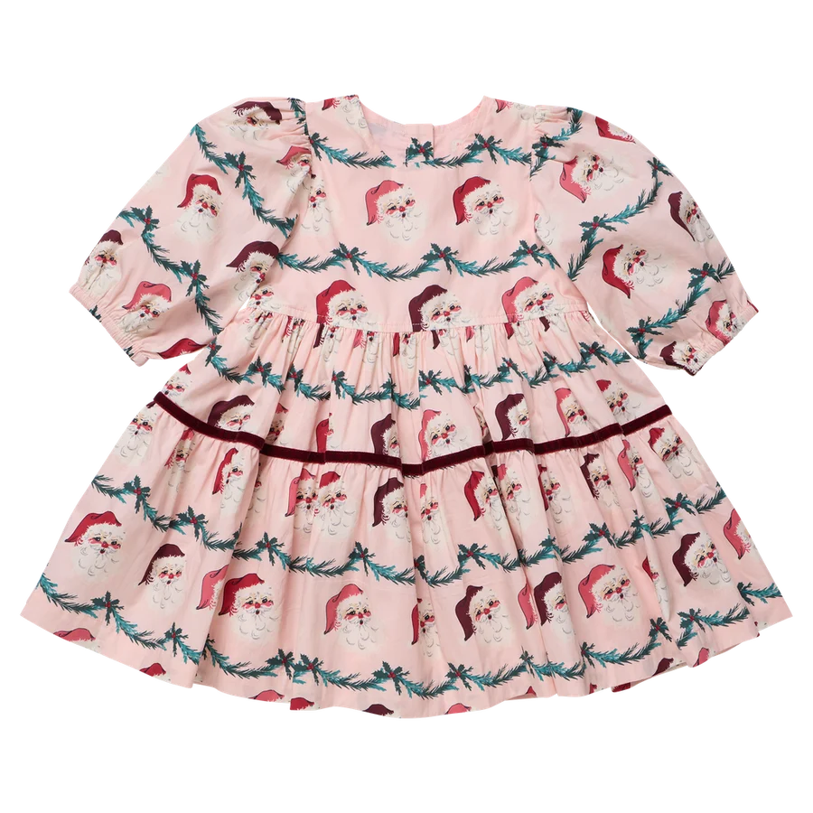 Pink Chicken - Baby Girls Maribelle Dress Set- Santa Garland