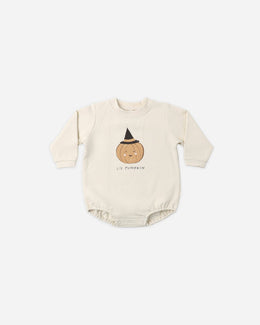 Quincy Mae - Crewneck Bubble Romper Lil Pumpkin