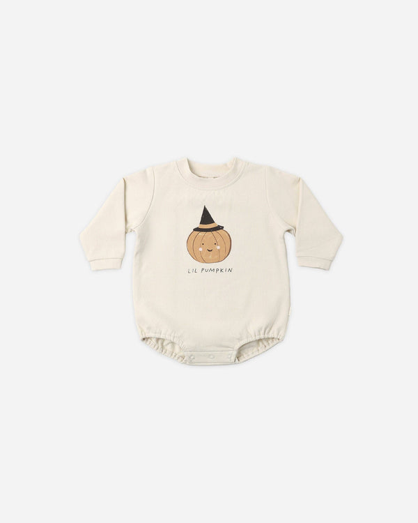 Quincy Mae - Crewneck Bubble Romper Lil Pumpkin