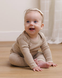 Quincy Mae - Ribbed Tee And Legging Set Taupe