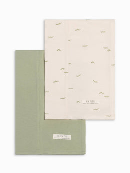 Colored Organics - 2-Pack Burp Cloths - Mint + Caterpillar