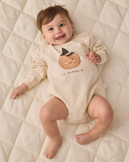 Quincy Mae - Crewneck Bubble Romper Lil Pumpkin