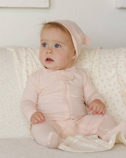 Quincy Mae - Zip Longsleeve Sleeper Footie - Petal