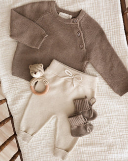 Quincy Mae - Knit Booties Heathered Mocha
