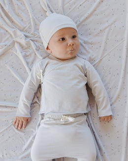Quincy Mae - Wrap Top + Footed Pant Set Fog