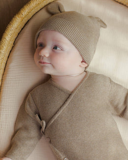 Quincy Mae - Wrap Knit Footie Heathered Mocha