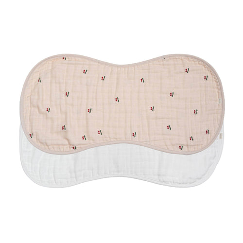 Ali+Oli - Bamboo Muslin Burp Cloth Set 2-Pack (Cherry-White)