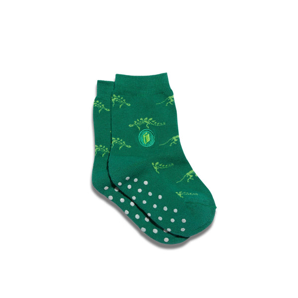 Conscious Step - Kids Socks that Give Books | Green Dinosaurs