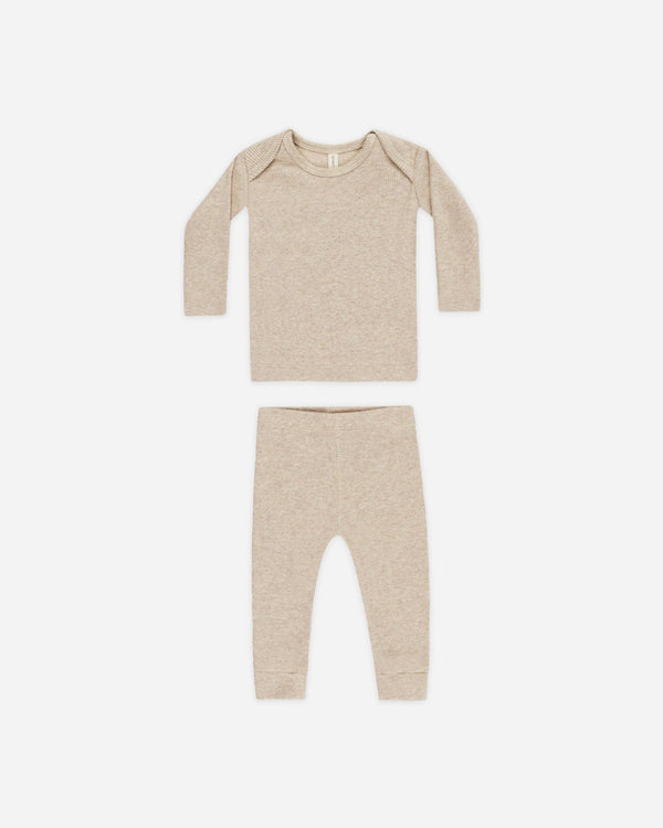 Quincy Mae - Ribbed Tee And Legging Set Taupe