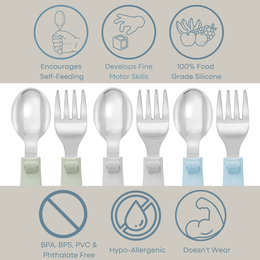 Ali+Oli - Ali+Oli (6pc) Toddler Utensils Set - Stainless Steel (Bears)