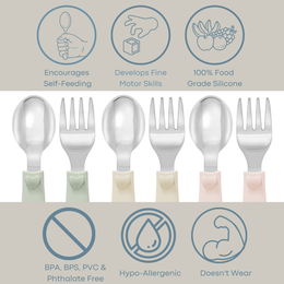 Ali+Oli - Ali+Oli (6pc) Toddler Utensils Set - Stainless Steel (Heart)