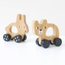 Wee Gallery - Bear Push Toy - Wooden Roll Along Toy for Baby & Toddler