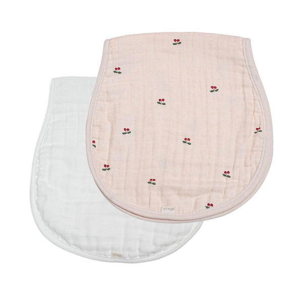 Ali+Oli - Bamboo Muslin Burp Cloth Set 2-Pack (Cherry-White)