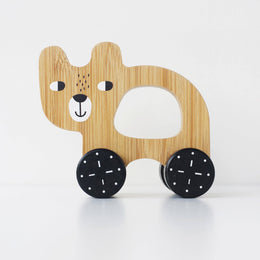 Wee Gallery - Bear Push Toy - Wooden Roll Along Toy for Baby & Toddler