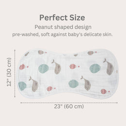 Ali+Oli - Bamboo Muslin Burp Cloth Set 2-Pack (Whale/White)
