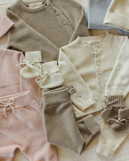 Quincy Mae - Knit Booties Heathered Natural