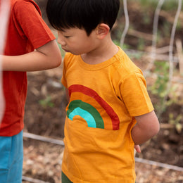 Little Green Radicals - Short Sleeve Popper T Shirt - Golden Rainbow
