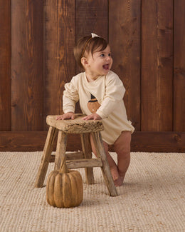 Quincy Mae - Crewneck Bubble Romper Lil Pumpkin