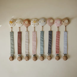 Mushie - Linen Pacifier Clip 2-Pack
